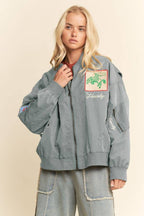 WEST COAST RODEO EMBROIDERED BOMBER JACKET: Pink / L