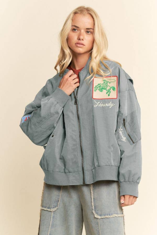 WEST COAST RODEO EMBROIDERED BOMBER JACKET: Pink / L