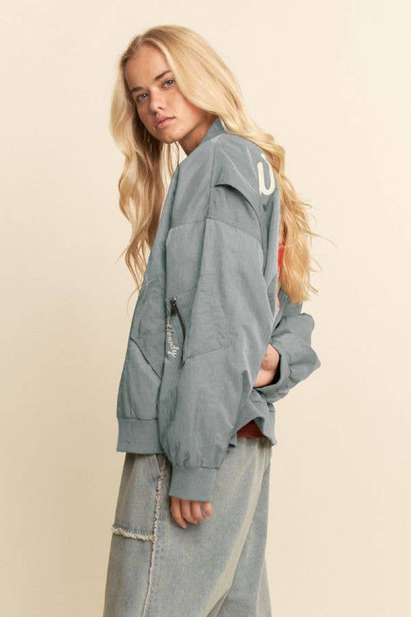 COAST RODEO EMBROIDERED BOMBER JACKET: Pink / M