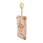 Crowned Jewel Beaded Pink with Gold Crown Coin Purse