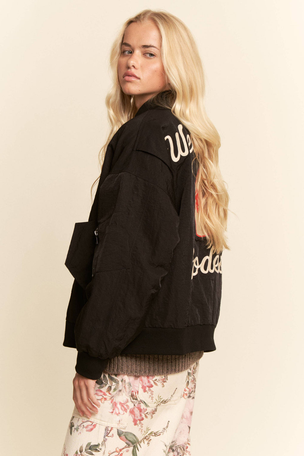 COAST RODEO EMBROIDERED BOMBER JACKET: Pink / M