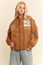 WEST COAST RODEO EMBROIDERED BOMBER JACKET: Pink / L