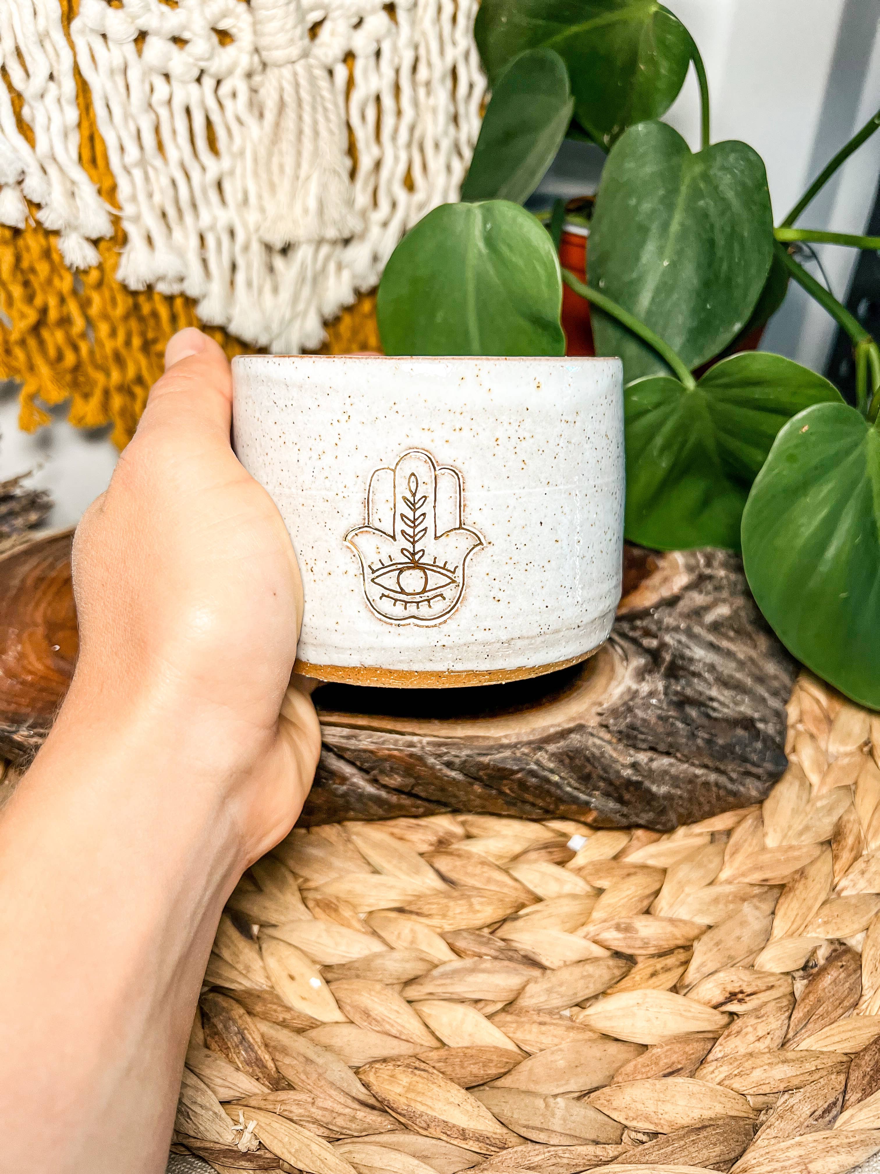 Ceramic Mug - Hamsa Hand: WIthout handle