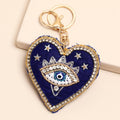 Lisa Angel (US Duties Paid) - Beaded Blue Evil Eye Heart Keyring and Bag Charm