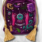 LA MUCI DESIGN - Purple Velvet Tarot Bag – Mystical Embroidered Pouch