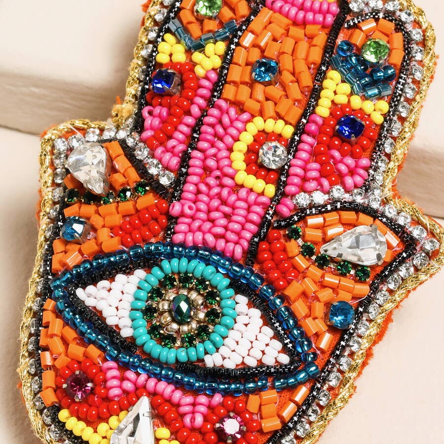 Lisa Angel (US Duties Paid) - Beaded Rainbow Hamsa Hand Keyring and Bag Charm