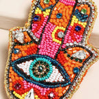 Lisa Angel (US Duties Paid) - Beaded Rainbow Hamsa Hand Keyring and Bag Charm