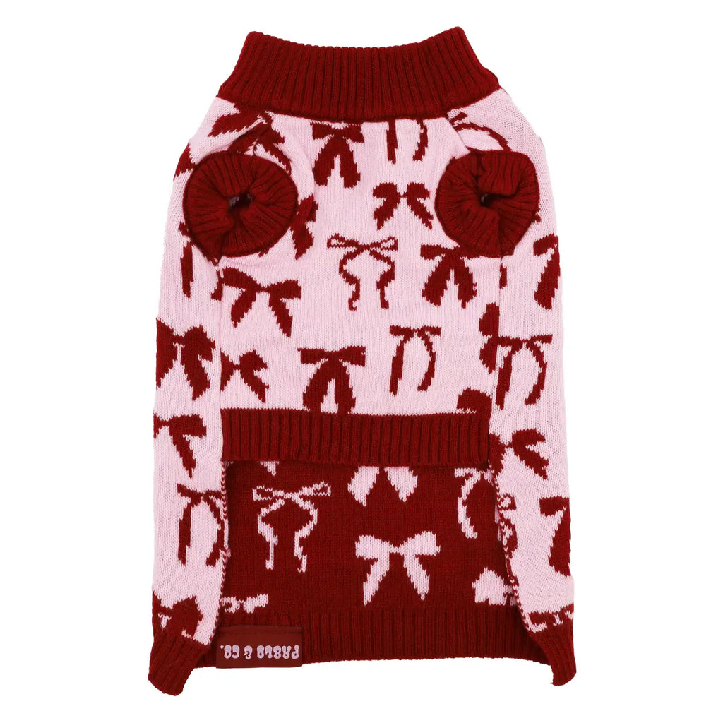 Blush Bows Knit Dog Sweater: S