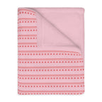 Pink Striped Throw Blanket — Reversible Velveteen Microfiber