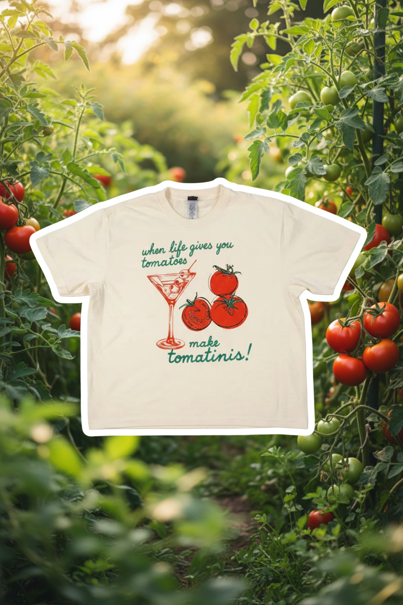 Make Tomatinis Cropped Ivory T-Shirt