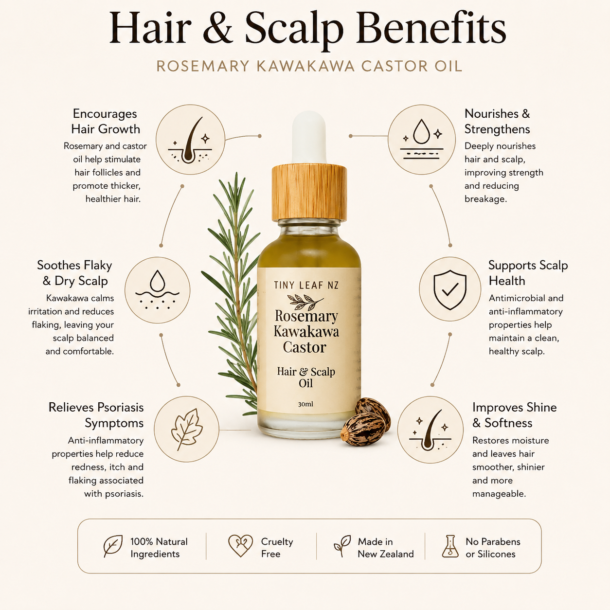 Rosemary + Kawakawa Hair & Scalp Oil + Scalp Brush