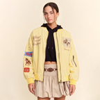 COAST RODEO EMBROIDERED BOMBER JACKET: Pink / M