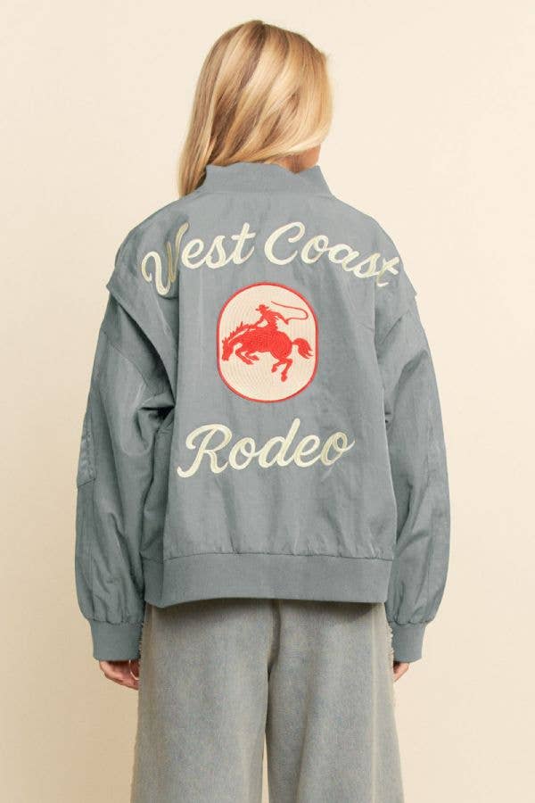 COAST RODEO EMBROIDERED BOMBER JACKET: Pink / M