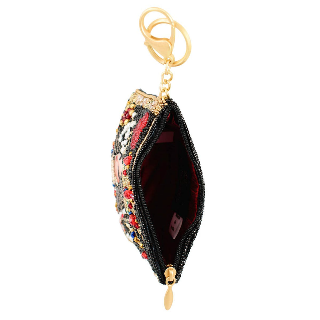 The Queen Playing Card Beaded Coin Purse