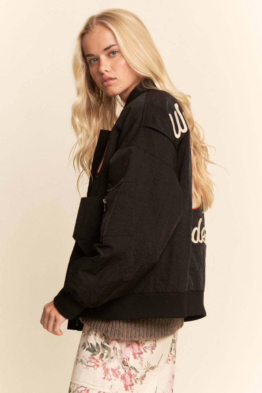 COAST RODEO EMBROIDERED BOMBER JACKET: Pink / M