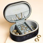 Lisa Angel (US Duties Paid) - Navy Written In The Stars Velvet Oval Jewellery Case