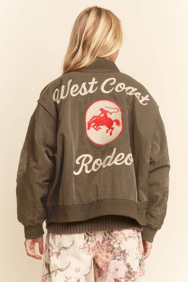 COAST RODEO EMBROIDERED BOMBER JACKET: Pink / M