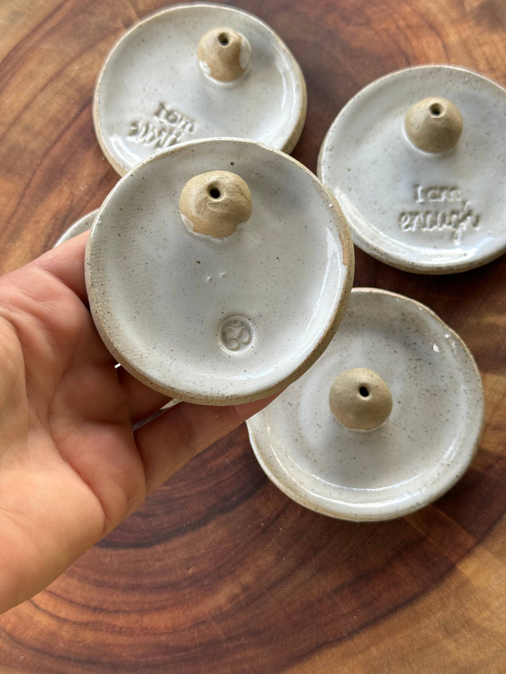 Ceramic incense holders -  with affirmations : I am Loved