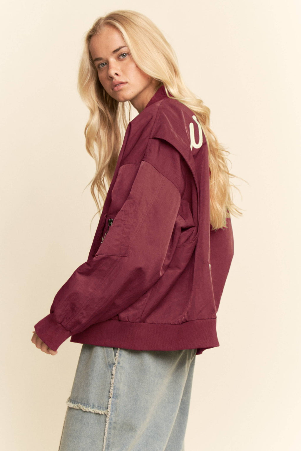 WEST COAST RODEO EMBROIDERED BOMBER JACKET: Pink / L