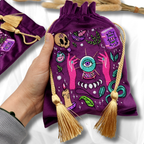 LA MUCI DESIGN - Purple Velvet Tarot Bag – Mystical Embroidered Pouch