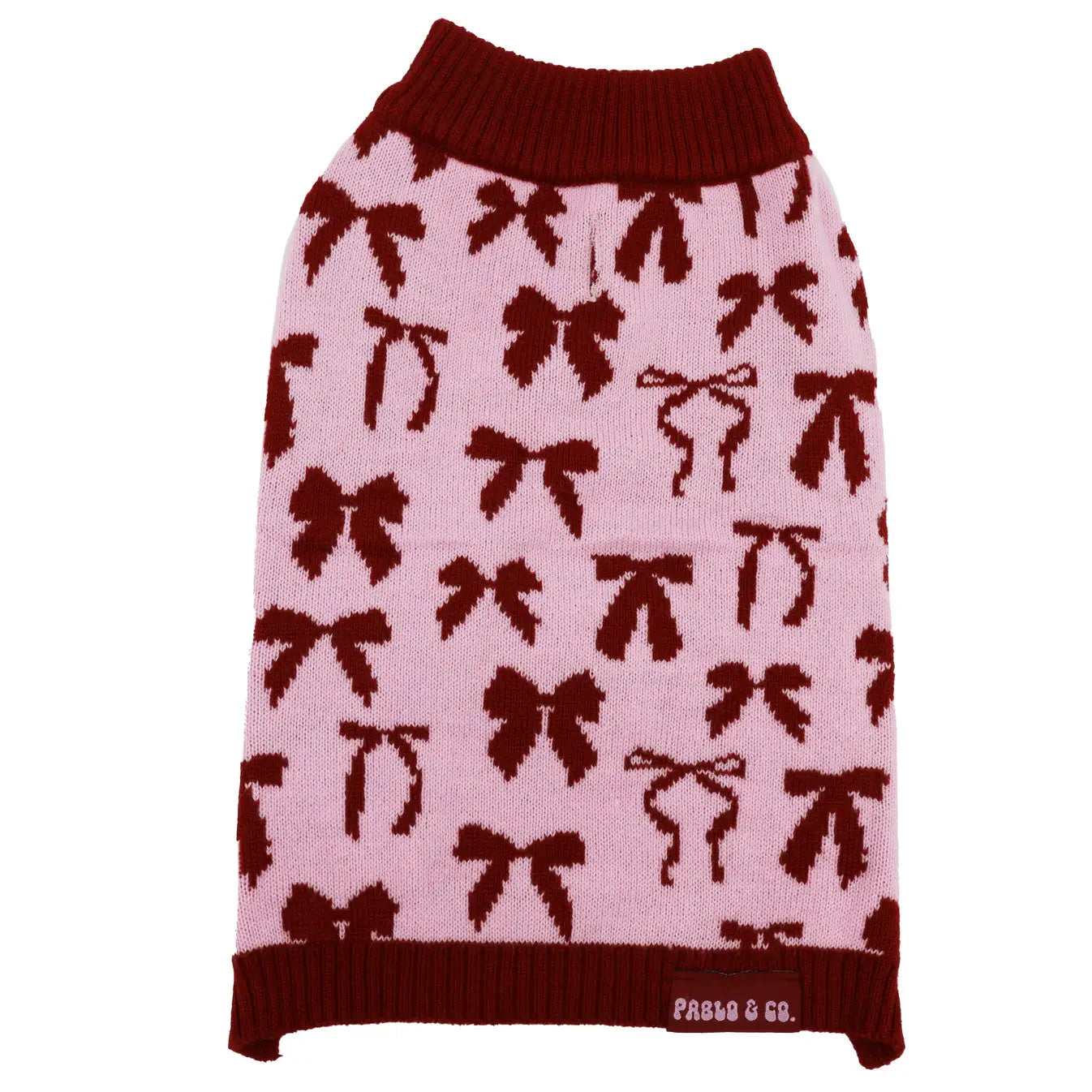 Blush Bows Knit Dog Sweater: S