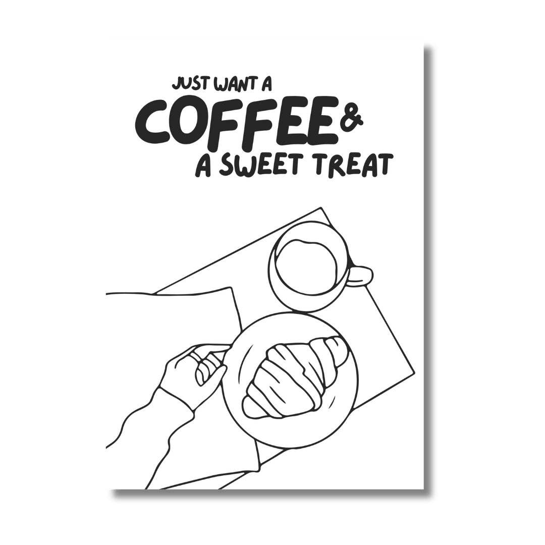 Coffee & A Sweet Treat | Art Print: A3