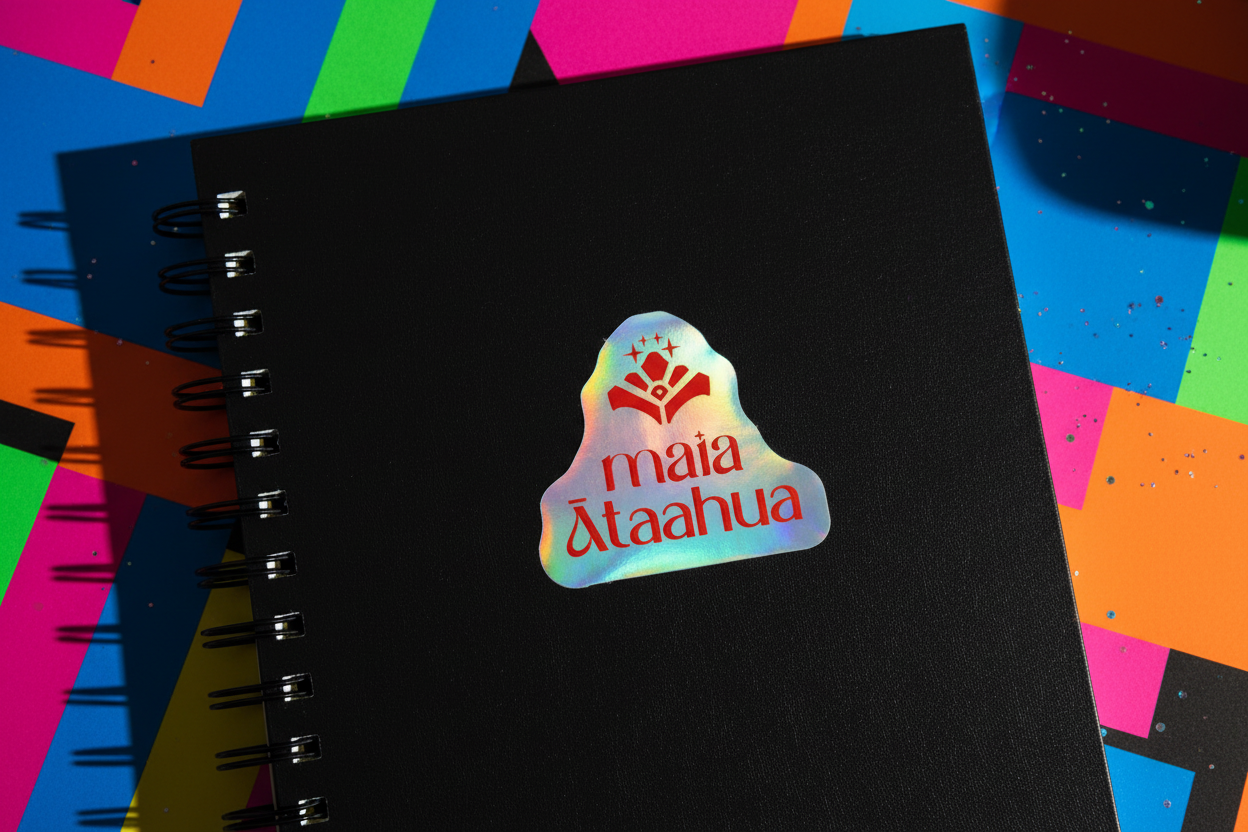 Maia Ataahua Sticker on Notebook - Bold & Vibrant